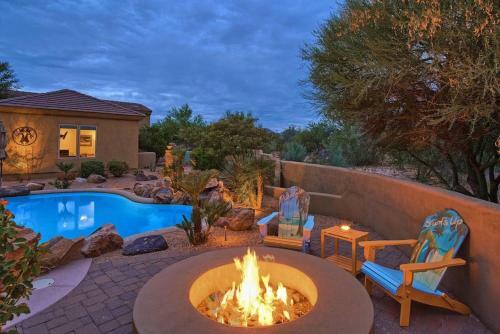 Oasis In The Desert Near Boulders
