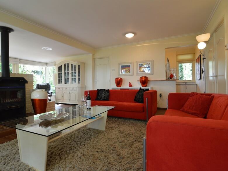 A Detached Bungalow With Outdoor Fireplace, Covered Terrace And Pond In A Forest Plot