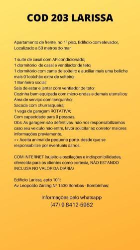 Apartamento Cod 203 Edif�cio Larissa Bombas