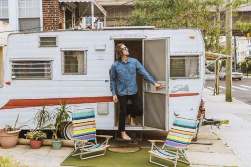 60s Surf Camper With Nyc Skyline View In Rockaway Beach