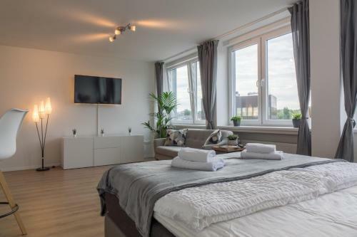Business Apartment Mit Blick Auf Die Skyline Von Essen