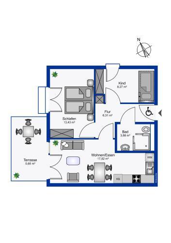 Apartamento Wohnen Am S�dstrand - Ferienwohnung 0 5