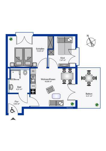 Apartamento Wohnen Am S�dstrand - Ferienwohnung 1 1