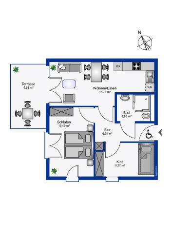 Apartamento Wohnen Am S�dstrand - Ferienwohnung 0 3
