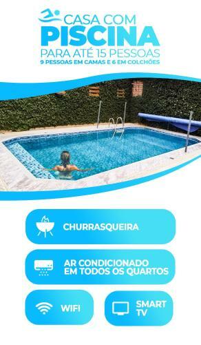 Casa Com Piscina, Churrasqueira, 3 Su�tes Com Ar Condicionado