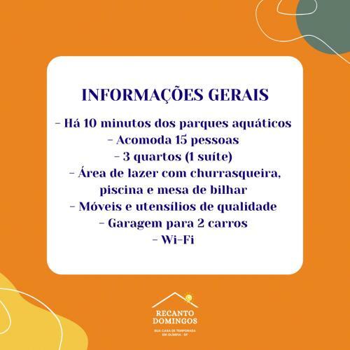 Recanto Domingos - Casa de Temporada Em Ol�mpia